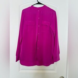 Vince // Luxe 100% Brushed Silk Blouse in Fuchsia – Size 4